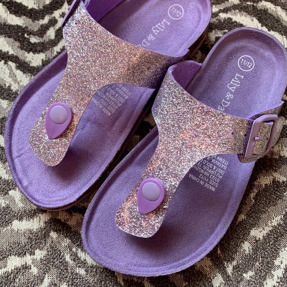 Lily & Dan—Purple Sparkle Glitter T-Strap Buckle Sandals (Size 11/12) - Picture 3 of 6